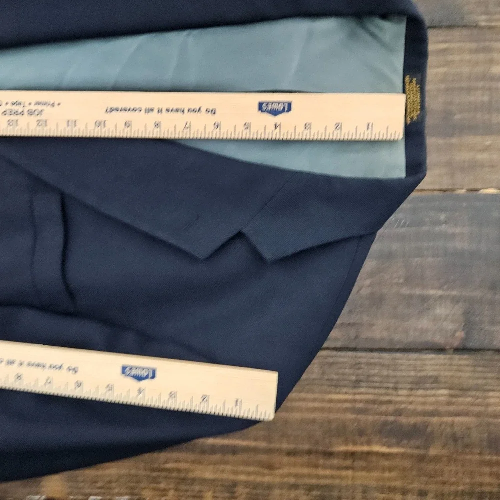 VTG Stafford Men's Sport Coat Blazer Two Button Navy Polyester Wool‎ 46L